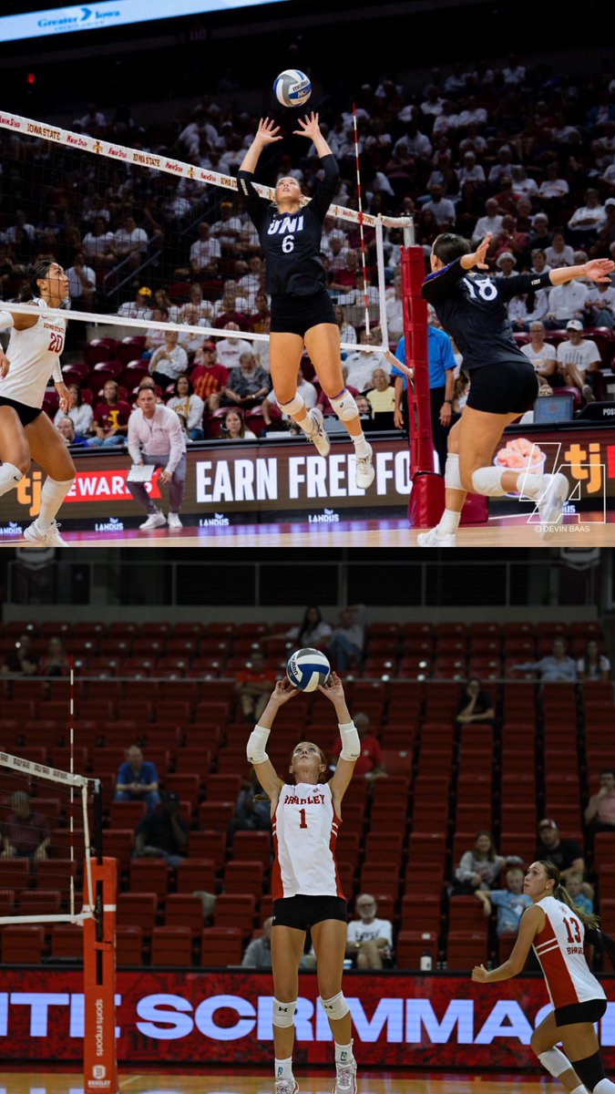 CoachKBooth's tweet photo. BATTLE OF THE BOOTHS 🏐

Excited (and maybe a little nervous 😬) to watch Reese and Hayden take each other on tonight!!
They’ll be playing on ESPN+ at 6:00 PM 

We have our “divided house” shirts ready. Go Panthers 💜 and Braves ❤️ https://t.co/cEQpPabaQB