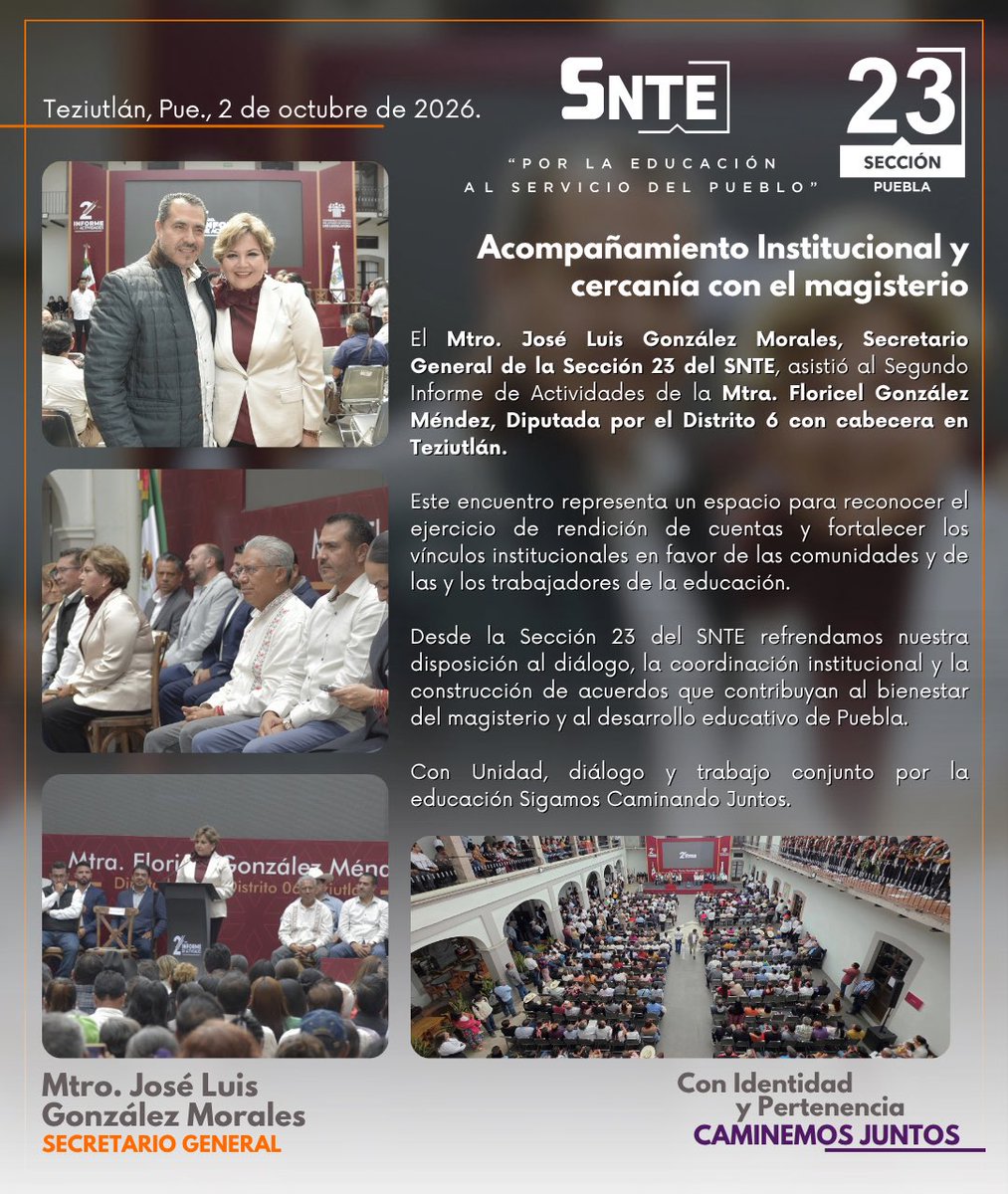 SNTE_Seccion_23's tweet photo. #SNTE23
#ConIdentidadYPertenencia
#CaminemosJuntos
#UnoSomosTodosyTodosSomosUno https://t.co/HwBbjnGuAn