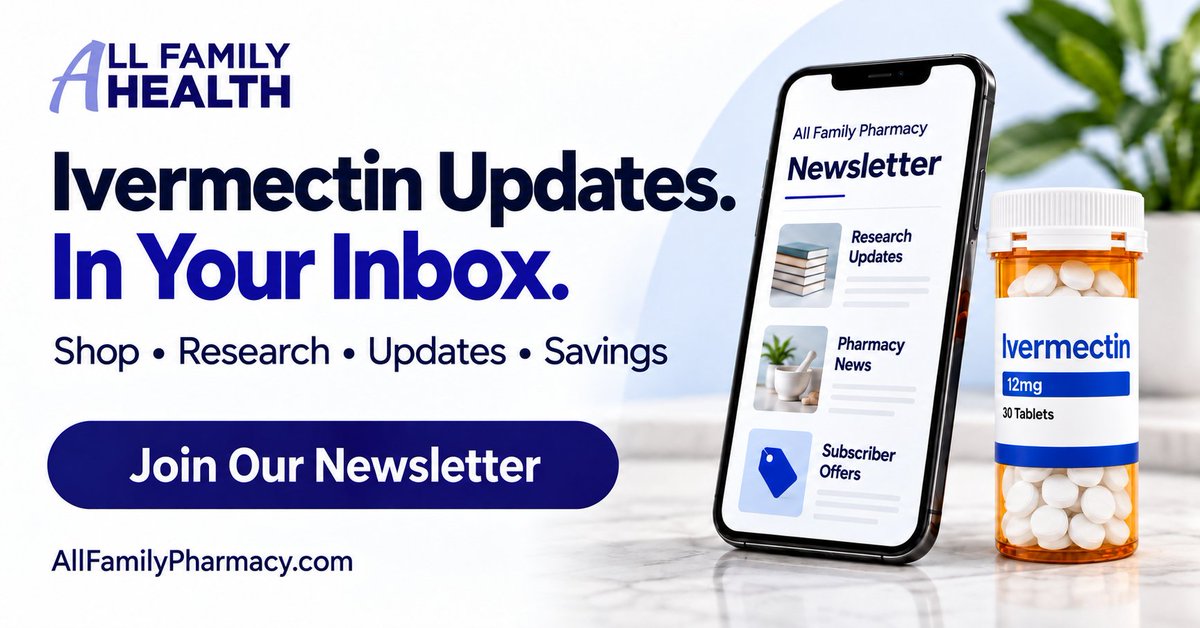 allfamilypharma's tweet photo. Ivermectin updates in your inbox. Join our newsletter for 15% off and the best deals from All Family Pharmacy