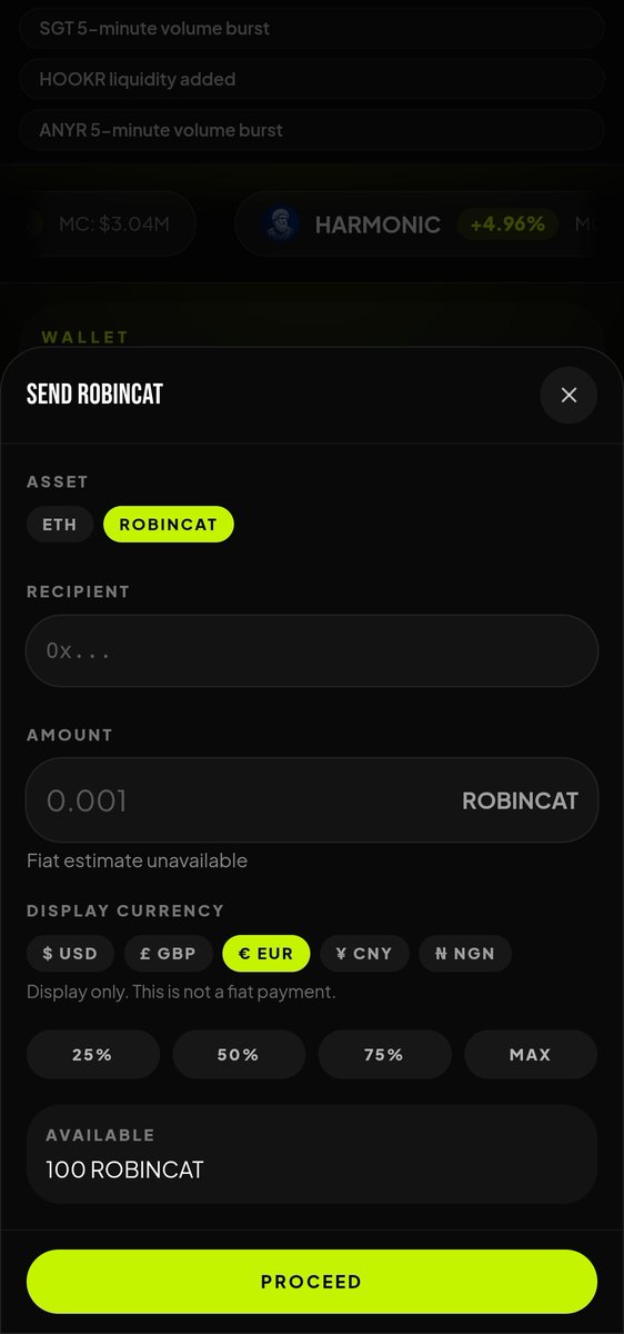 RobinCatapp's tweet photo. Your RobinCat account comes with a wallet.

Once you sign up on https://t.co/DTQG9IHvOe, an embedded wallet is created for you, so you can start interacting with Robinhood Chain without having to figure out the wallet part first.

You can now send and receive:

• ETH
• USDG
• $ROBINCAT

And you can switch how your balances are displayed from Settings:

• USD
• GBP
• EUR
• CNY
• NGN

For now, we're keeping the wallet experience inside RobinCat as we stay focused on making crypto onboarding easier.

Go to https://t.co/DTQG9IHvOe, open your Wallet and see what's there.

Your Robinhood Chain journey starts with the wallet.