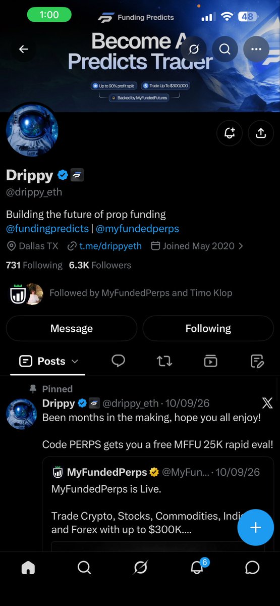Lokiii25's tweet photo. @drippy_eth @MyFundedPerps https://t.co/0URhHPwALW