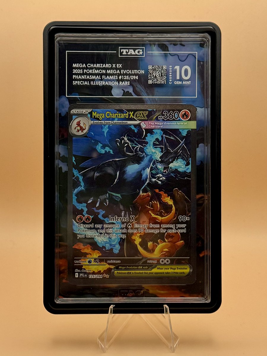 WickiTCG's tweet photo. FS - Mega Charizard x ex TAG 10 (981) $2100

Last sold on eBay $2300

Will ship with extended art frame, in box and insured (at no additional cost) https://t.co/rvZ5QscnPr