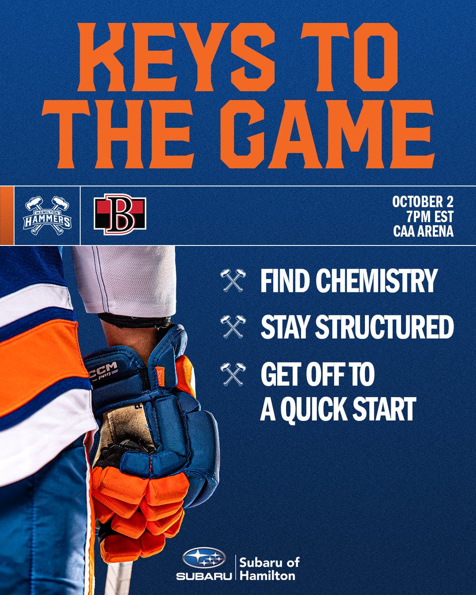 hammersahl's tweet photo. The Season starts NOW! Three keys. One goal. Get the job done. 🔨
🔑 Find chemistry
🔑 Stay structured
🔑 Get off to a quick start
Keys to the Game presented by @subaruofhamilton https://t.co/tWw5SRLBuk