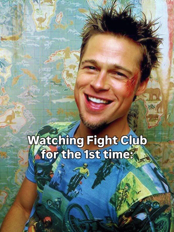 AdrianneBakec1's tweet photo. Watching Fight Club for the first time https://t.co/q88MqYUtfK