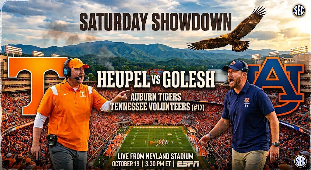 TheDegentScout's tweet photo. Can Tennessee bounce back from their loss to #1 Texas last week? Can Heupel’s former OC defeat his former team in Neyland Stadium? Who do you guys got this week the Vols or the Tigers? https://t.co/A0d2iX1LH5
