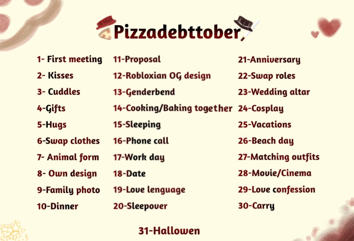 SkFlancito's tweet photo. Ya un año desde la tabla del pizzadebttober!!
Gracias a aquellos que participaron antes y que participan ahora, me alegra mucho ver cómo se suman a los días y sus temas, no se presionen tampoco por seguir los días, diviértanse ♡

#pizzadebt https://t.co/bPDsiJfb6r