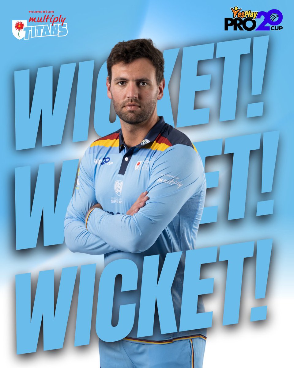 Titans_Cricket's tweet photo. WICKET! π₯
Donovan Ferreira does it himself! The skipper bowls and catches Mhlanga for 3.π
The Sky Blues are closing in on victory!π
#WhereLegendsRise #YesPlayPro20 https://t.co/FYNOHktNQJ