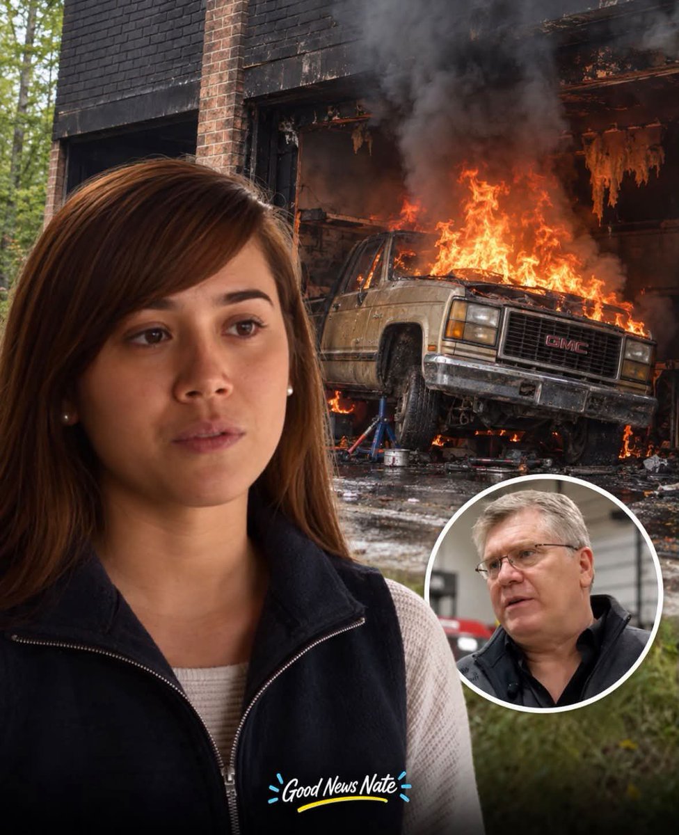 DOGEQEEN's tweet photo. A father was pinned underneath his pickup truck after it slipped off the jack inside his garage, spilling gasoline and setting the truck on fire.

He had already been trapped there for several minutes when his 19-year-old daughter, Charlotte Heffelmire, ran in and saw the flames spreading around him.

Charlotte did something that sounds almost impossible. She got underneath the truck, lifted it enough to free her dad, then pulled him away from the flames.

The burning truck was still inside the garage, so Charlotte climbed into it and drove it out on three wheels before the fire could spread farther into the house.

Then she got the rest of her family out, including her baby niece, called 911 and even tried using a garden hose to slow the flames.

Her dad survived, and the rest of the family made it out safely too.

Charlotte was only 19. She lifted a burning truck off her dad, drove it out of the garage and helped get her whole family to safety.

That’s the kind of young hero people should know about.