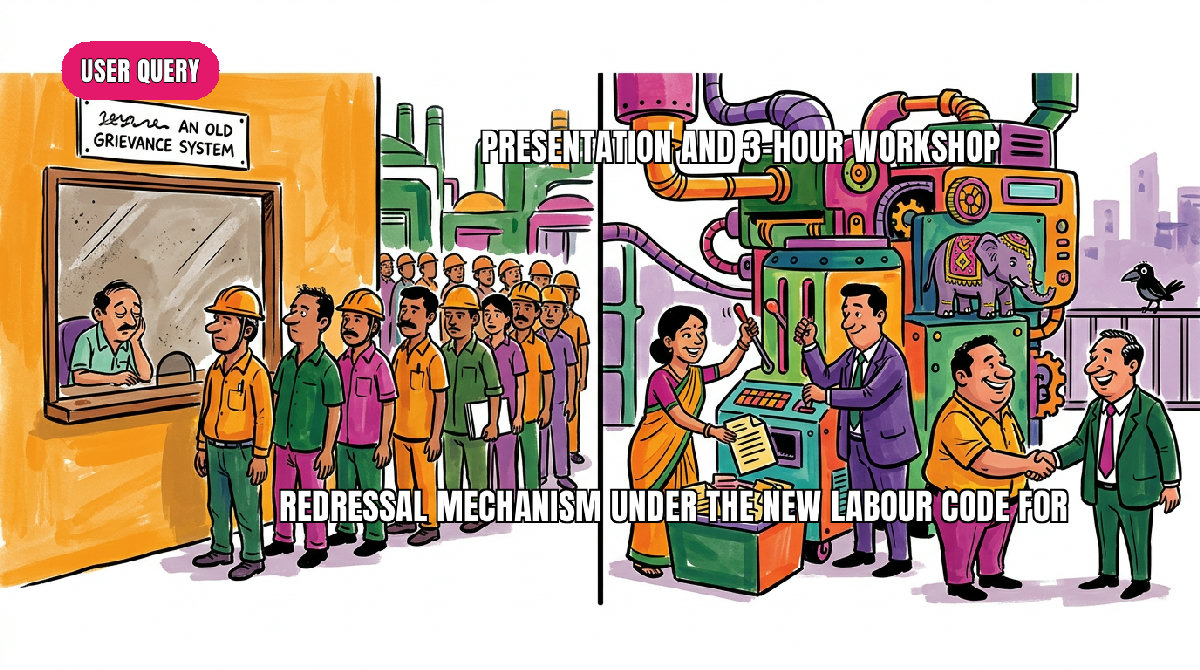 citecommunity's tweet photo. Presentation and 3-hour workshop on Grievance Redressal Mechanism under the New Labour Code for 20–30 manufacturing executives in Ernakulam with company policy templates and Chennai/Tamil Nadu case studies dlvr.it/TVld10 #india_chennai #group_discussions #training #management https://t.co/I3snCz96gd
