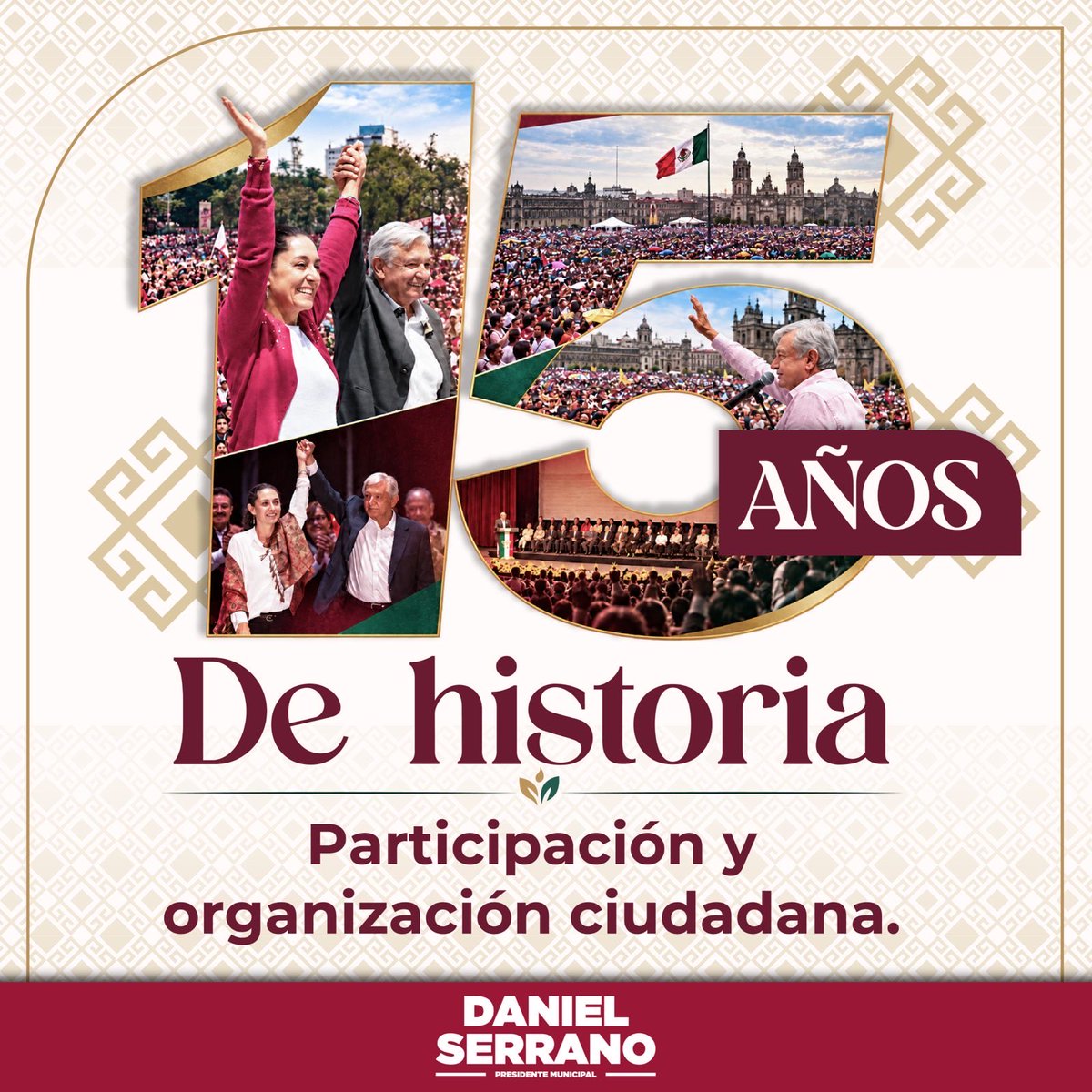 daniel_ser's tweet photo. En este aniversario de Morena, celebramos el camino que hemos recorrido y reconocemos el trabajo de todas y todos los que han sido parte de este movimiento.

Nuestra historia se ha construido con convicción, organización y la esperanza de transformar México. Hoy honramos ese esfuerzo y reafirmamos nuestro compromiso de trabajar por el pueblo y para el pueblo.

¡Feliz aniversario, Morena!🇲🇽👏🏼

#Morena #15añosMorena