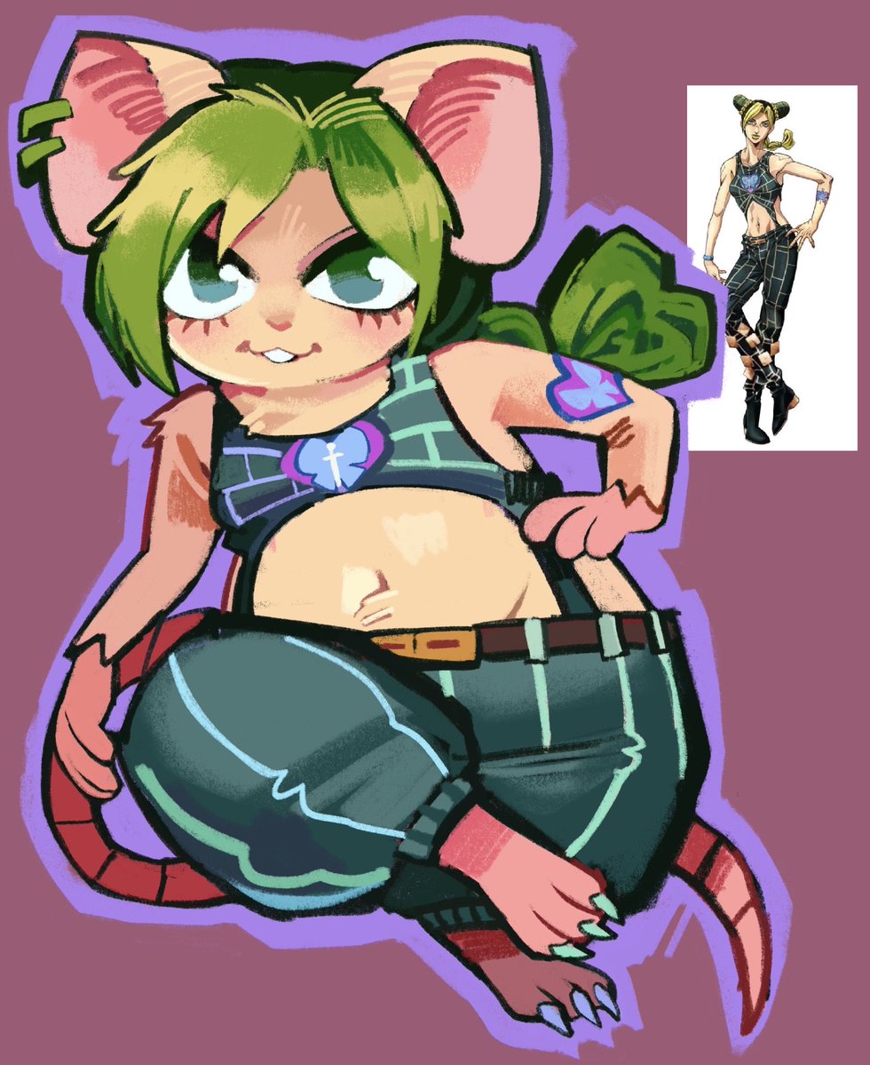 funnylilghoul's tweet photo. I’m glad so many ppl liked my lil Ratlyne (It got me over 6k followers!). Now I drew her doing the Jolyne png pose #jjbatwt #jjba https://t.co/ZIMYNi8Z8Z