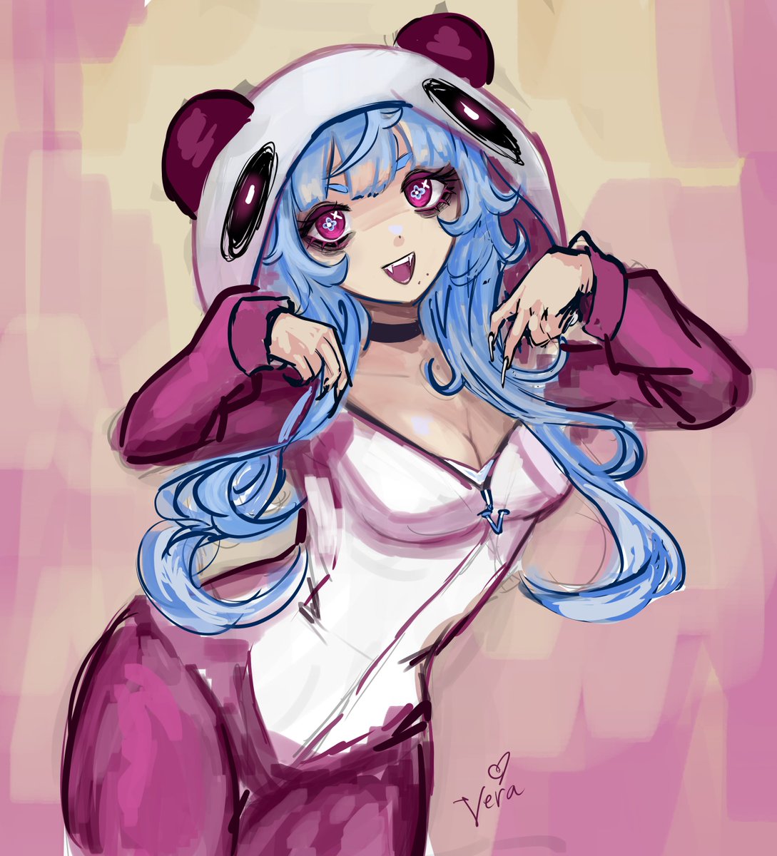 voidboundvera's tweet photo. mascot onesie sketch for #vtober https://t.co/8HzwUZK6Ls