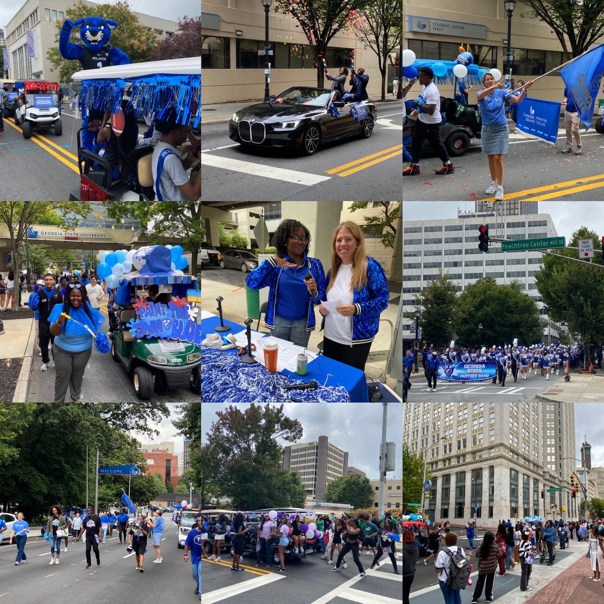 msanseviro's tweet photo. GSU Homecoming 2026 Parade is taking over downtown Atlanta. Go Panthers! #OneGeorgiaState https://t.co/HDKMc81ZKA
