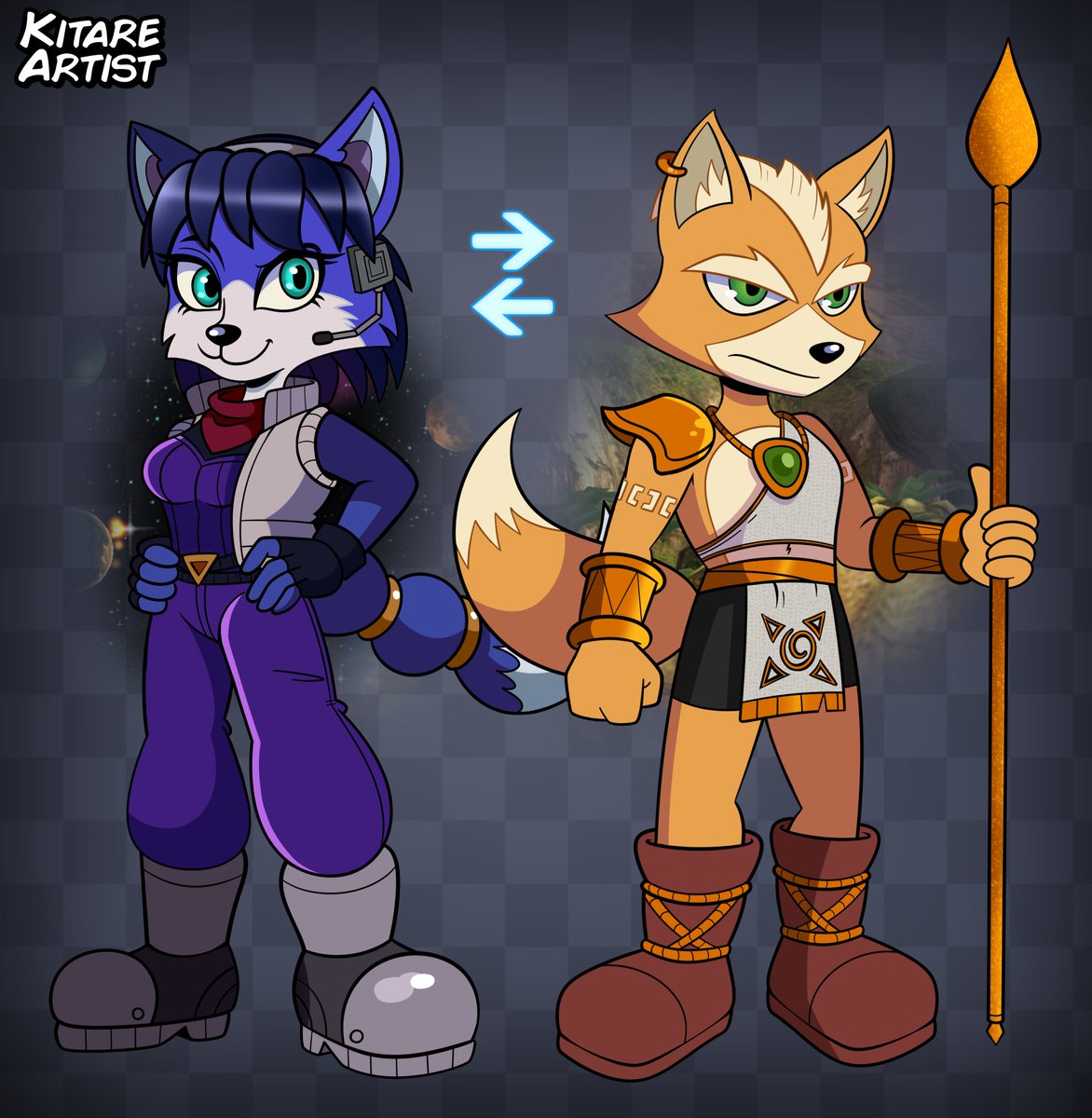 KitareArtist's tweet photo. 💫 A Star Fox Role Swap AU I've did a while ago but forgot to post it 💫

#StarFox #Krystal #FoxMcCloud https://t.co/QRYFbd6FQK