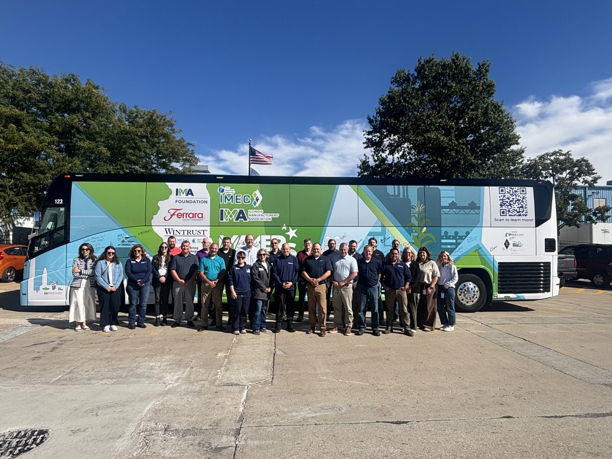 IMA_Today's tweet photo. Stop 3 of Day 1 brought #MakersOnTheMove to Plastipak Packaging in Champaign! We got an inside look at their innovative, sustainable packaging operations and the people behind them. Thanks to our hosts and everyone who joined us! Onto Stop #4! #MFGDay26 #MadeInIllinois https://t.co/Rz2DiCM47Y