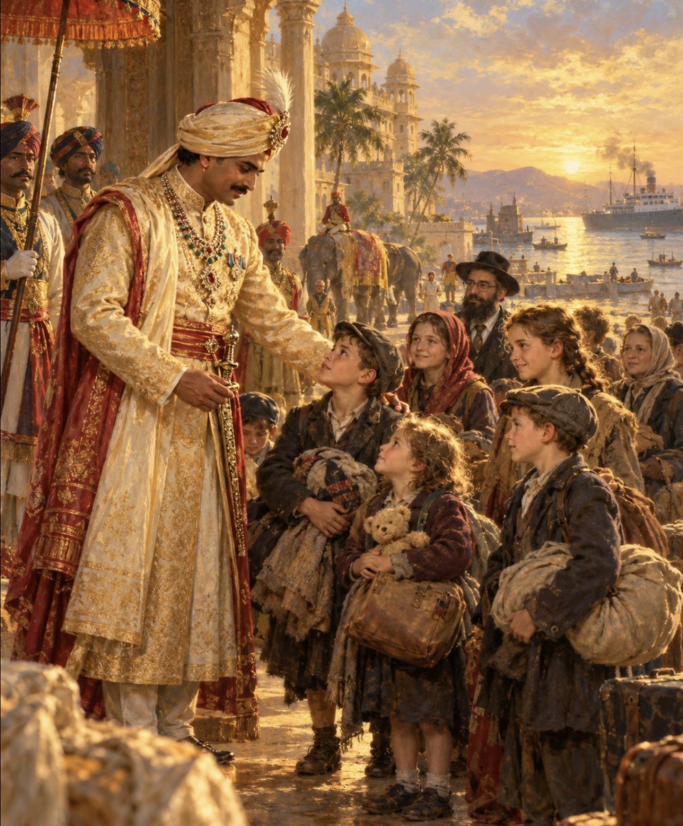 ShakdamC's tweet photo. India has a soul.
You can see it in the story of the Good Maharaja, Jam Saheb Digvijaysinhji Ranjitsinhji Jadeja of Nawanagar, who opened his kingdom to Polish children fleeing war, persecution and displacement during the Second World War. Among those he sheltered were Jewish refugees.

At a time when much of the world was closing its doors, he opened his.

He did not ask what religion the children belonged to. He did not ask whether helping them was politically convenient. He saw frightened children who needed sanctuary, and he gave it to them.

That matters.

Because nations are not defined only by armies, borders or governments. They are also defined by the moments when their people choose humanity over indifference.

In an age when history is too often reduced to grievance and accusation, remember this story.

Remember that India has a soul.

A civilisational instinct for refuge, dignity and protection that revealed itself when it mattered most.