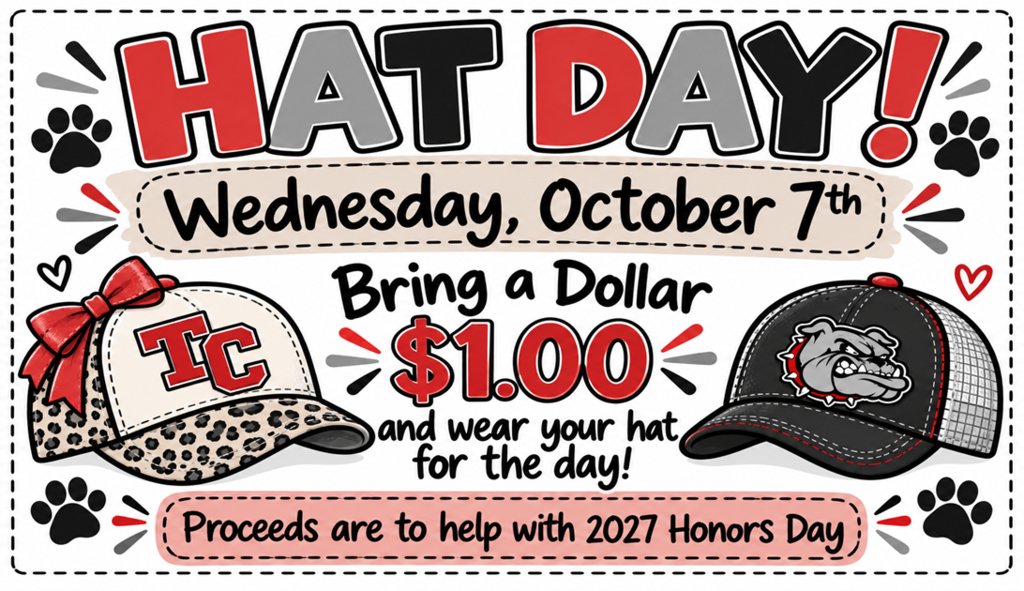 lyonsupperelem's tweet photo. Students will have "Hat Day" coming up on October 7 at LUES! Any student interested in participating will need to bring $1.00. Proceeds from "Hat Day" will be used to fund our end-of-year Honor's Day award ceremony.  Thank you in advance for your support!   🤠    🐾    #shine https://t.co/oQivtPiqmf