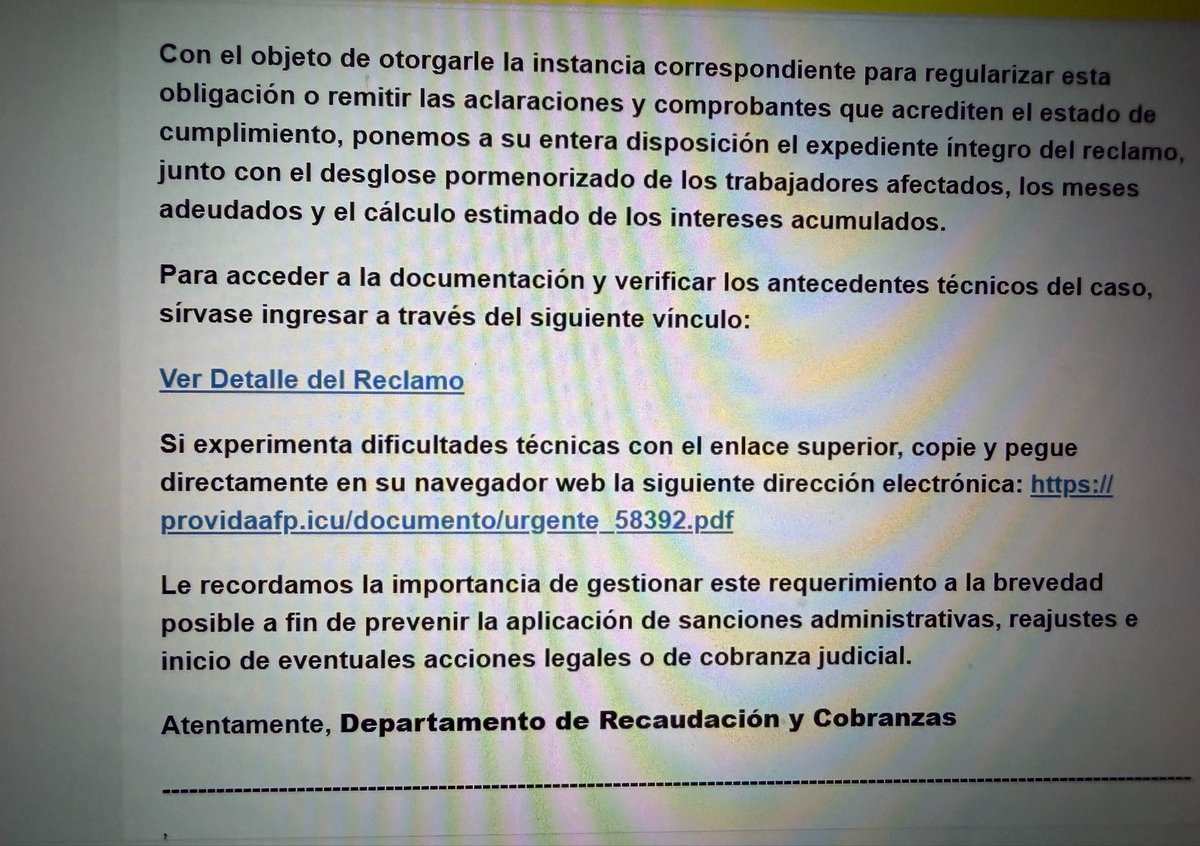 dktronics_cl's tweet photo. Cuidado⚠️, correo falso desde @AFP_Provida , pasa validación SPF. Contiene link a PDF con virus. @CtrlCiudadano https://t.co/ZqQtMD6F6P