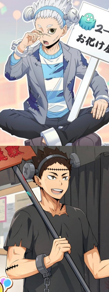 KurooHiroo's tweet photo. 29 days until Halloween so todays spooky topic: Zombies &amp; Frankenstein's monsters ( of haikyuu ) https://t.co/gJ2uUPH0R6