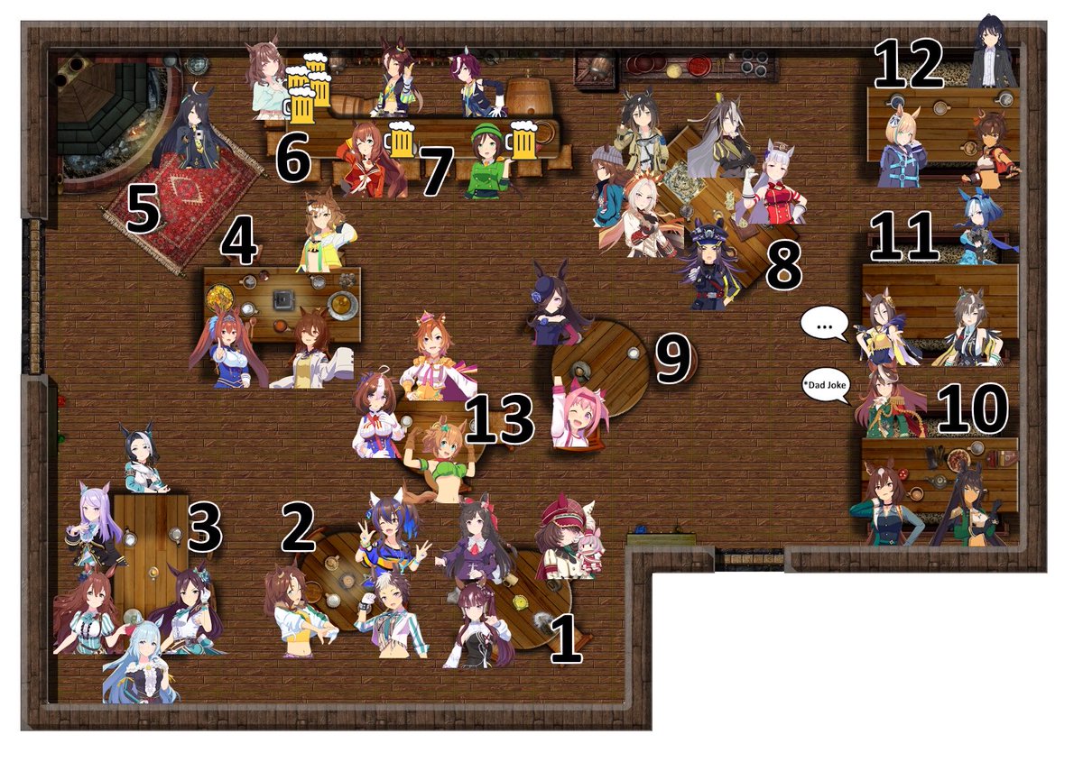 bloxy07's tweet photo. Where do you like to sit in a Umamusume restaurant? https://t.co/UVCub1lLvE