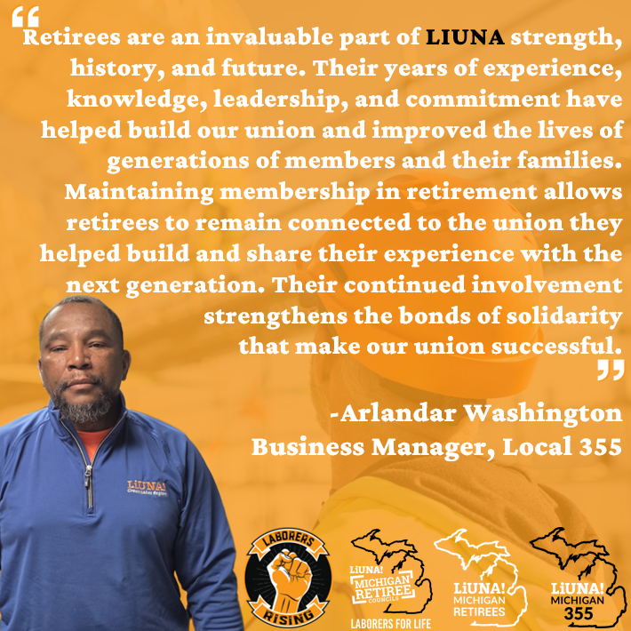 MiLaborers's tweet photo. Laborers Local 355 is here to kick us off for our first Annual #LaborersForLife Tribute Week. Local 355 Business Manager Arlandar Washington shared his appreciation for what our retirees have built for LIUNA and emphasized the importance and value of maintaining membership even in retirement.
#FeelThePower #LaborersRising