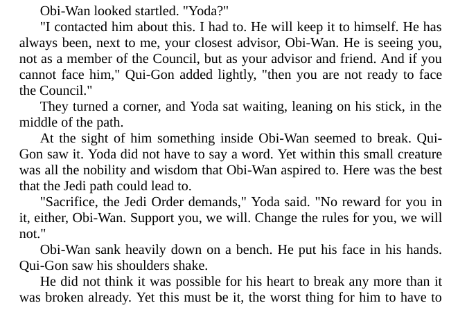 TaabrisSiing's tweet photo. See now, this is why the whole "Qui-Gon teaching Anakin thing" would not have run as smoothly as some suspect. He is still a Jedi's Jedi. He's just a little looser in certain areas. https://t.co/FHW9wSiycg