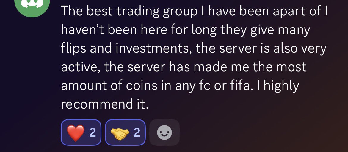 0P_FUT's tweet photo. Real reviews, from real members.

We really don’t need to say much more, this server is easily the best value for money you’ll get if you’re wanting to get into trading. 

If you’re completely new, or a seasoned trader - this ones for you 

Join here 

https://t.co/zYcS29473V https://t.co/yCOubRs7Ux