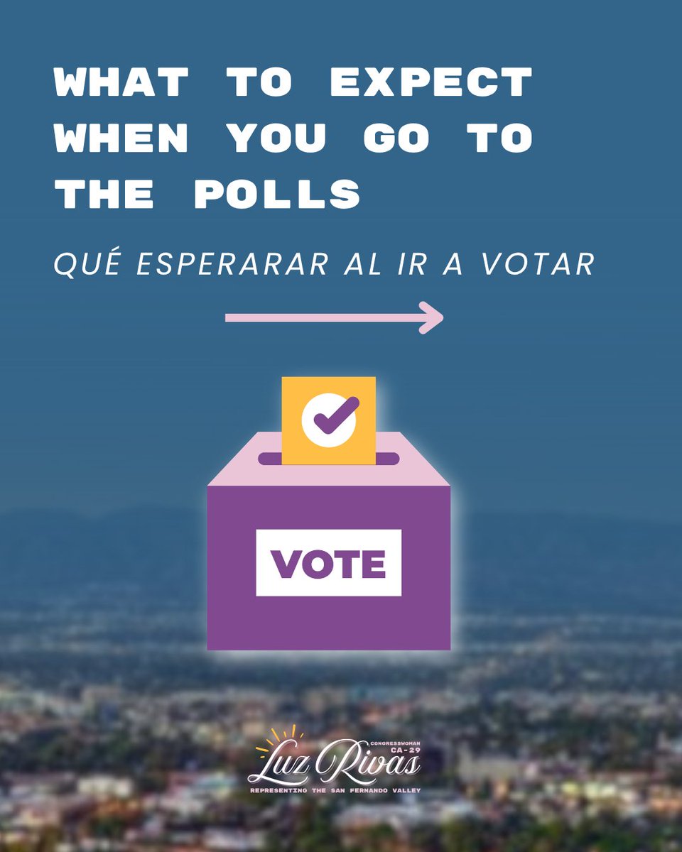 RepLuzRivas's tweet photo. Every eligible voter should be able to vote – and the outcome of elections should reflect the will of the people.

See below for information on what to expect when you cast your ballot, or visit my website: https://t.co/1zZbfIcZJb

I will continue working with my colleagues to make sure our elections – and your vote – are protected.