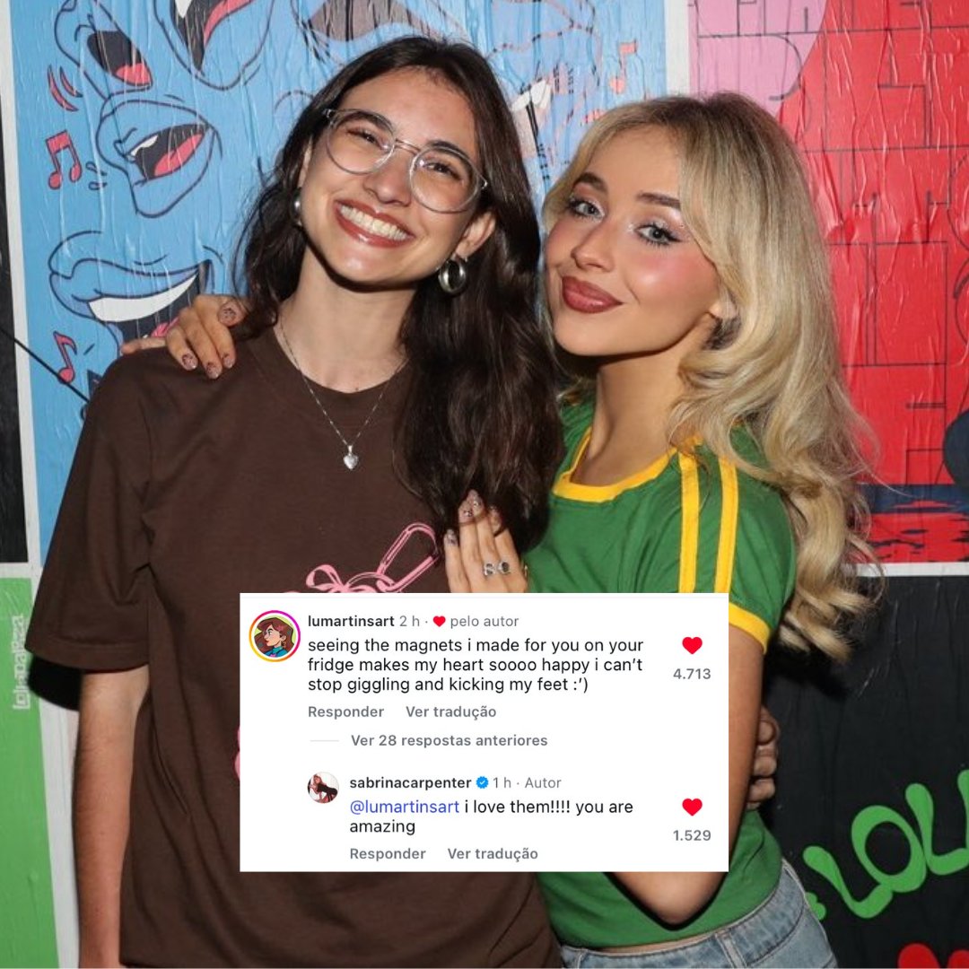 tracklist's tweet photo. FOFA! Sabrina Carpenter publicou uma foto de sua geladeira decorada com os ímãs que ganhou de presente de uma fã brasileira. 🥹🇧🇷

“Eu amo eles!!!! Você é incrível”, disse a cantora para a fã. https://t.co/8GMNJgXOnd
