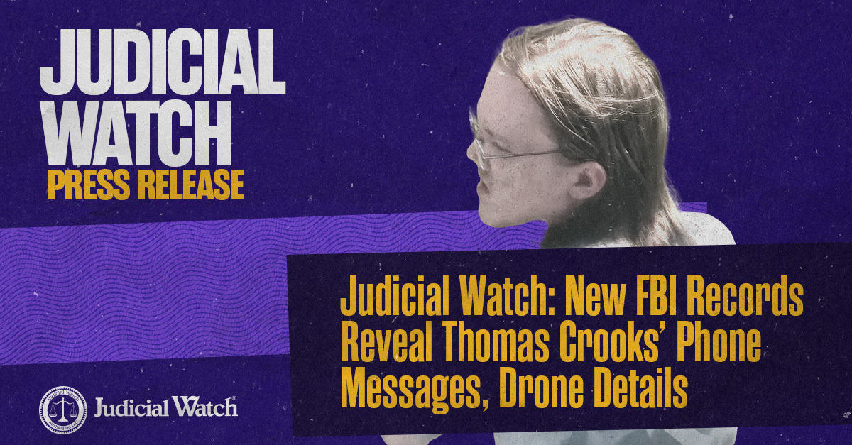 JudicialWatch's tweet photo. READ: https://t.co/QFjrKU7gMs

Judicial Watch: New FBI Records Reveal Thomas Crooks’ Phone Messages, Drone Details

Judicial Watch announced that it received 249 pages of new Federal Bureau of Investigation (FBI) records through a Freedom of Information Act (FOIA) lawsuit concerning Thomas Matthew Crooks, the gunman who attempted to assassinate then-presidential candidate Donald Trump at a July 2024 campaign rally in Butler, Pennsylvania. The records include photos taken of the Pittsburgh area by Crooks using a drone, cell phone evidence that shows that Crooks received fundraising appeals for Sen. Raphael Warnock (D-GA), a package delivery from Hong Kong, and an unusual chat thread between Crooks and an unidentified person.