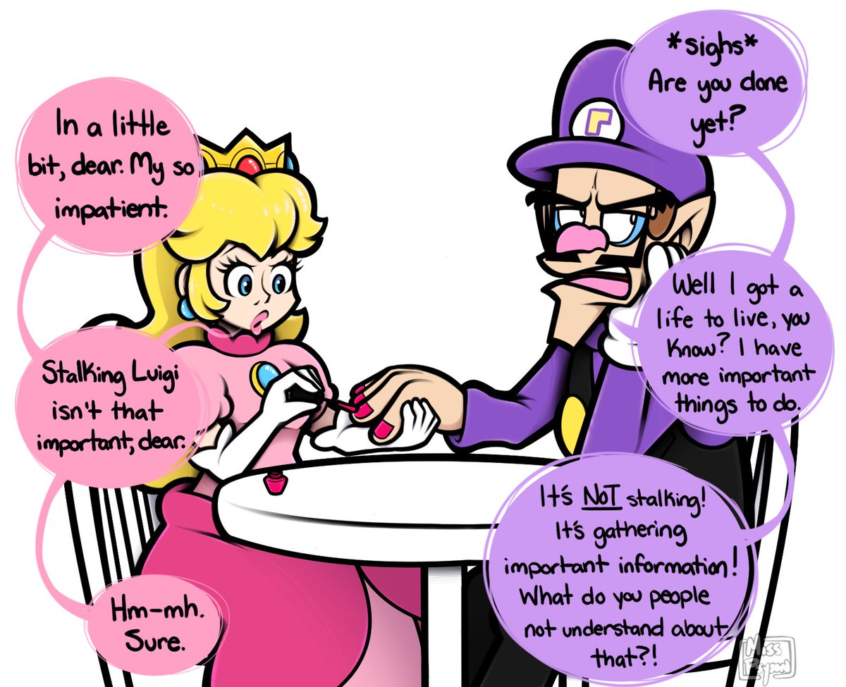 Psy_Son's tweet photo. Little comic since I always wanted to know how they would interact 

1/3

#peach #waluigi #nintendo https://t.co/JiOsxmhm4j