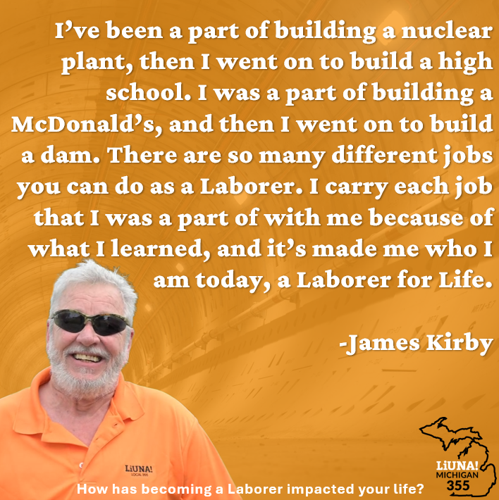 MiLaborers's tweet photo. Our first feature for #LaborersForLife Tribute Week our of Laborers Local 355 is James Kirby! James joined LIUNA in 1970, going to work on the Cook Nuclear Plant, a place where he started AND ended his career. James shared with us what brought him to join, how becoming a #Laborer shaped his life, and the advice he would offer to new Laborers. Thank you, James, not only for your years as a member but your continued contribution to LIUNA!
#FeelThePower #LaborersRising #OurUnionStories