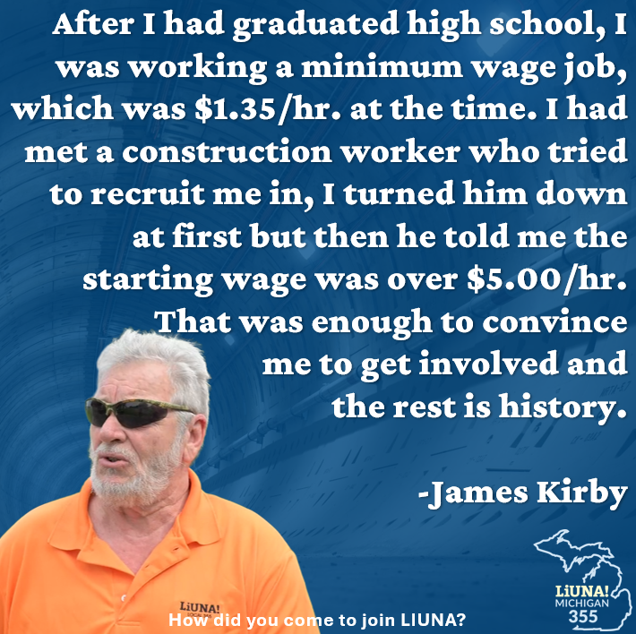 MiLaborers's tweet photo. Our first feature for #LaborersForLife Tribute Week our of Laborers Local 355 is James Kirby! James joined LIUNA in 1970, going to work on the Cook Nuclear Plant, a place where he started AND ended his career. James shared with us what brought him to join, how becoming a #Laborer shaped his life, and the advice he would offer to new Laborers. Thank you, James, not only for your years as a member but your continued contribution to LIUNA!
#FeelThePower #LaborersRising #OurUnionStories