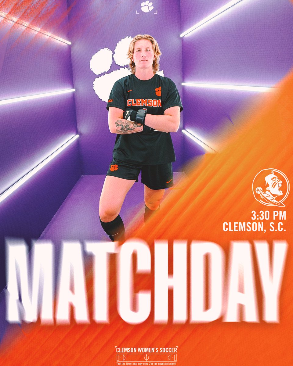 clemsonwsoccer's tweet photo. It's finally MATCHDAY! 

🆚 Florida State
🕞 3:30 PM
📍Historic Riggs Field
📺 ACCN: https://t.co/tovE38FoW0
📊 Live Stats: https://t.co/CtnGvSIMX1 
🎟️ Free Admission: https://t.co/BXk8OEtSAD 
✨ Pups at the Pitch https://t.co/DztqKlAbWq