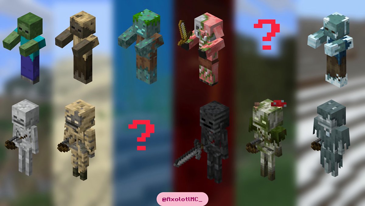 AxolotlMC_'s tweet photo. Do you think we’ll see a swamp Zombie and an underwater Skeleton? https://t.co/2TsbzudeOz