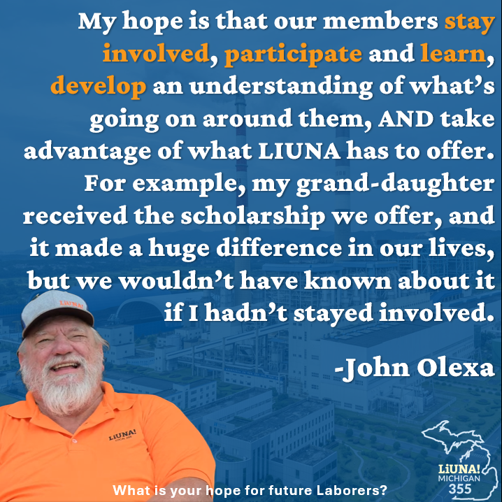 MiLaborers's tweet photo. Our next feature for #LaborersForLife Tribute Week is Laborers Local 355 retiree John Olexa! John shared with us his story of growing up in a construction family, how grateful he was for the opportunities provided to him by LIUNA, and his hopes and guidance for current and future #Laborers. Thank you, John, for everything you have done, and continue to do.
#FeelThePower #LaborersRising #OurUnionStories
