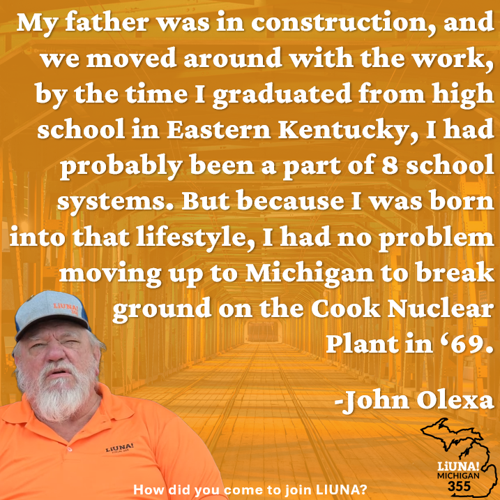 MiLaborers's tweet photo. Our next feature for #LaborersForLife Tribute Week is Laborers Local 355 retiree John Olexa! John shared with us his story of growing up in a construction family, how grateful he was for the opportunities provided to him by LIUNA, and his hopes and guidance for current and future #Laborers. Thank you, John, for everything you have done, and continue to do.
#FeelThePower #LaborersRising #OurUnionStories