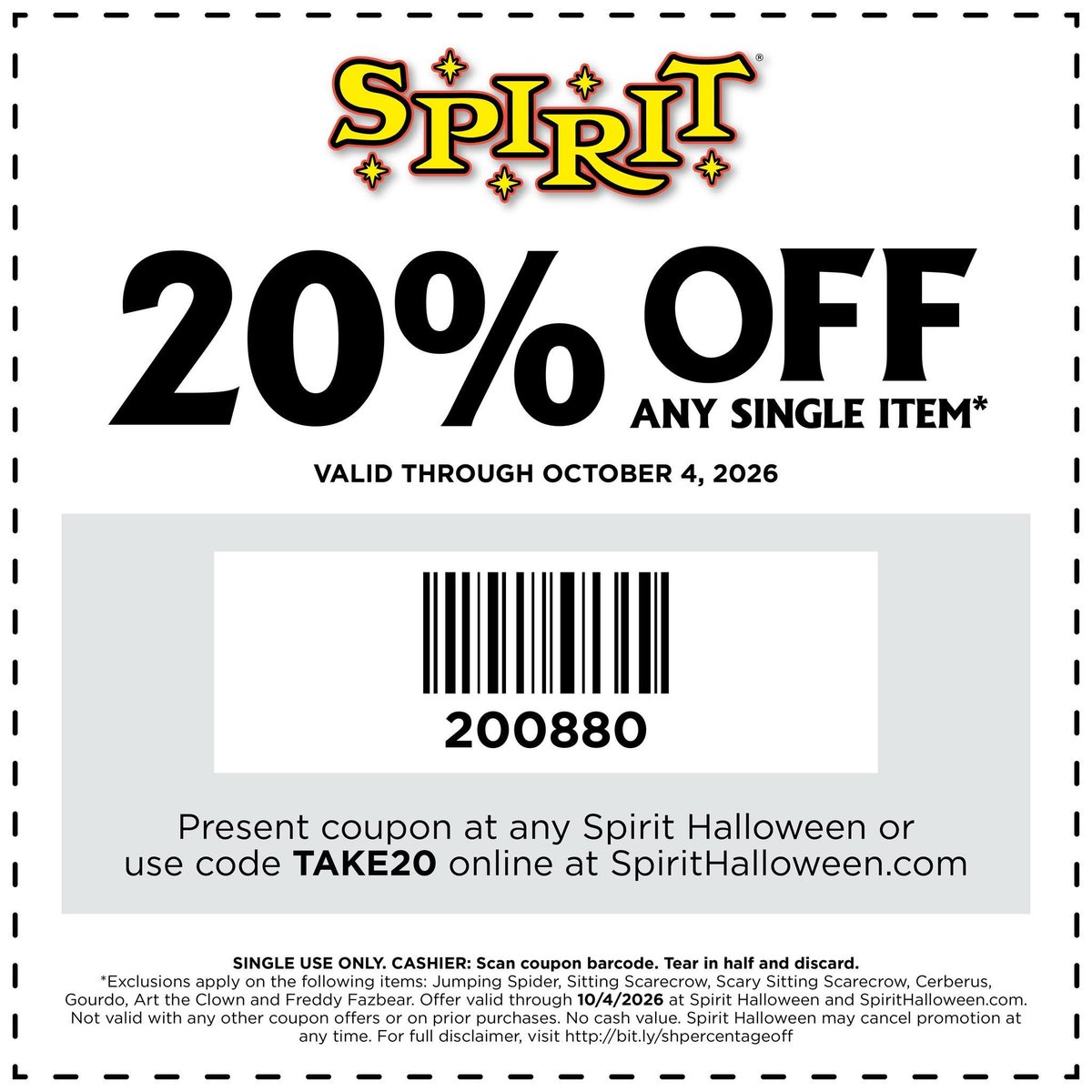 Pricerrors's tweet photo. 🧛‍♂️ 20% OFF ANY SINGLE ITEM @ SPIRIT HALLOWEEN

Get 20% off any single item now through Oct. 4th

https://t.co/XsMqTXcNVl #ad 

Use code: TAKE20 for ordering online, or scan in-store.

Get your costumes cheap while you still can!