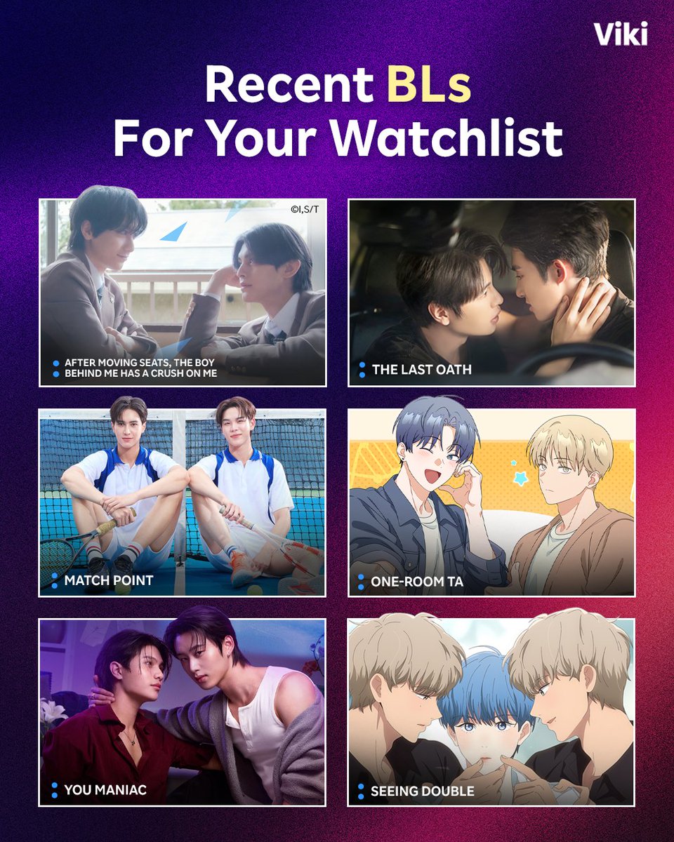 Viki's tweet photo. Looking for your next BL binge? Here's 6 recent dramas to add to your watchlist! #Viki https://t.co/w2NknTSSol