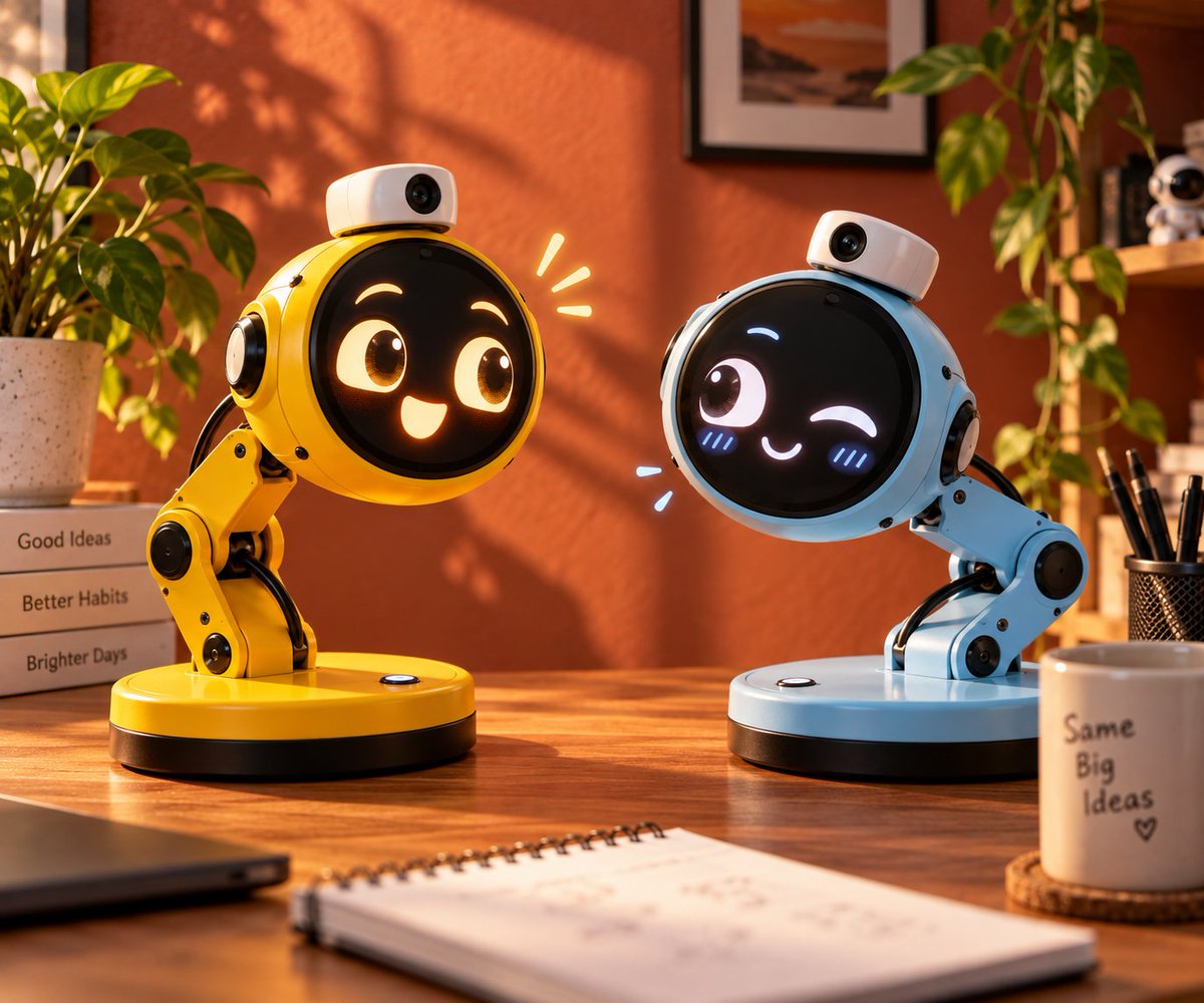 lelamprobot's tweet photo. What happens when two lamps meet? We're finding out. 👀 #LeLamp #Robotics #Innovation https://t.co/HiY9632Hnz