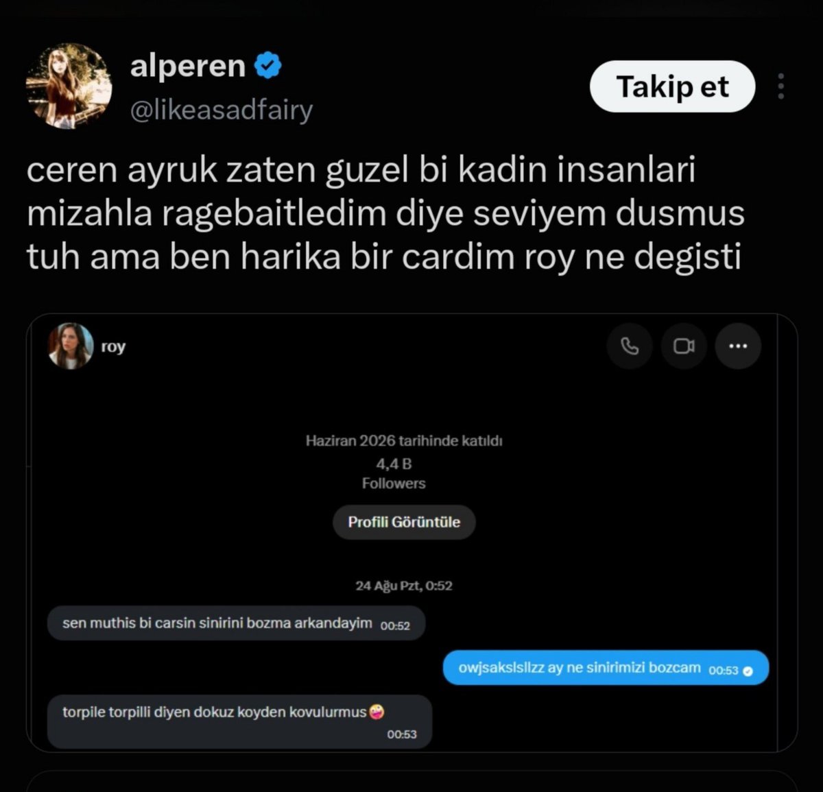mystictete's tweet photo. çakma figüran Roy'un kaçıncı rezil oluşu sayamadım hala bu kızın bi tarafını yalayanlar var iğrenç https://t.co/Qsmp67lGFK