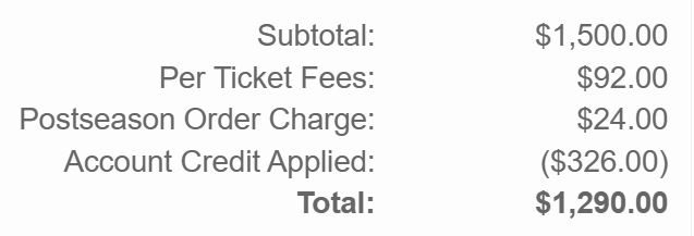 _magowan's tweet photo. So the Phillies charged us a $24 "Postseason Order Charge", and since the team made the playoffs - but never played a SINGLE HOME GAME - it's non-refundable. 

I wonder how many thousands of $24 fees they got to keep from their loyal and supportive fans. https://t.co/nHeAFEYpRs