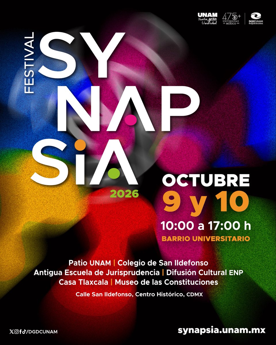 puasunam's tweet photo. El PUAS participa en #SYNAPSIA para que explores cómo se conectan la alimentación, la biodiversidad y la cultura. Mira este adelanto. 🌀
🗓️ 9 y 10 de octubre
📍 Barrio Universitario, Centro Histórico, CDMX🌐
https://t.co/93xhotgaP4
@DGDCUNAM #SYNAPSIA #TodoConecta #SYNAPSIA2026 https://t.co/u57SEPqgmn