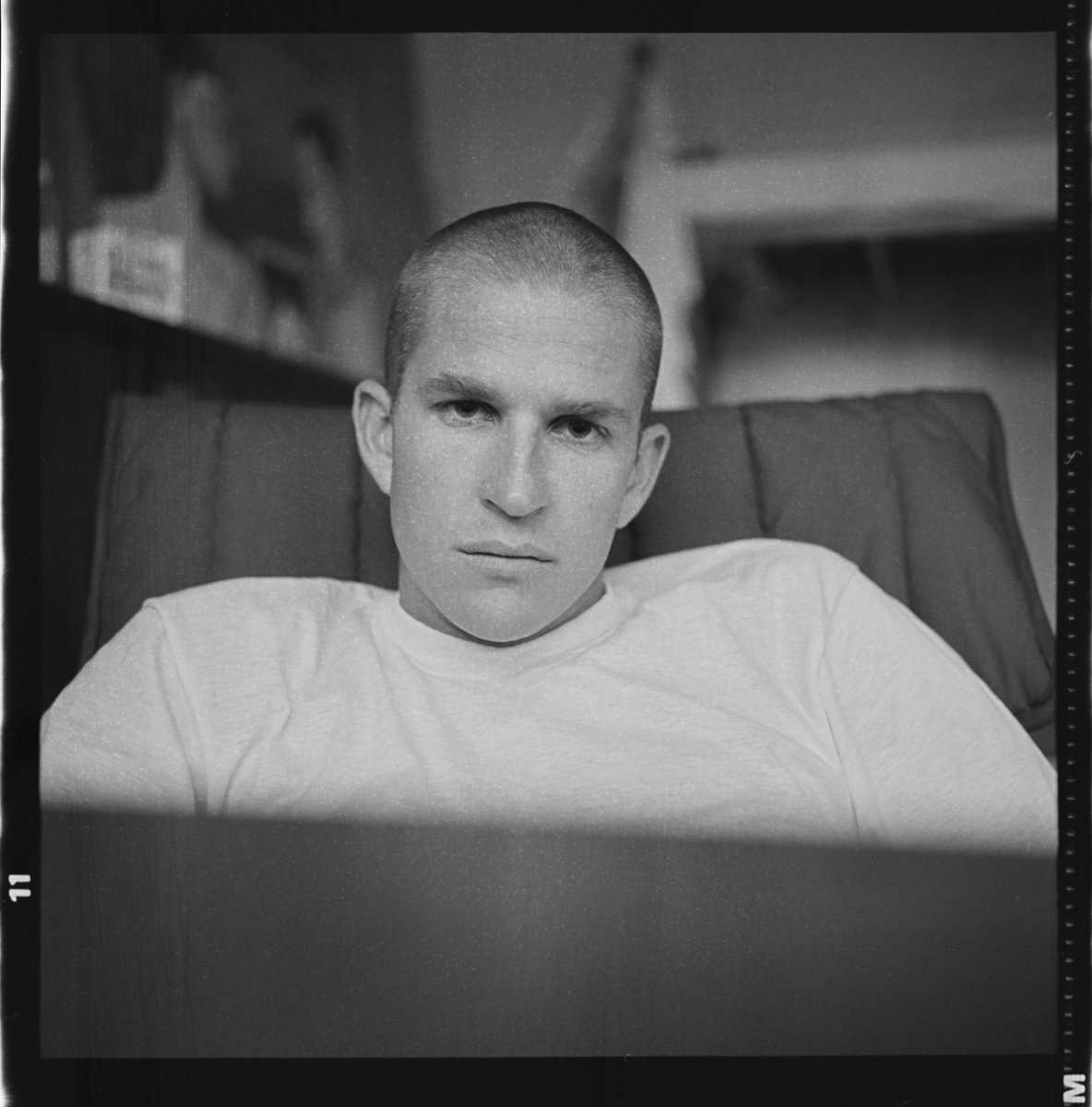 MatthewModine's tweet photo. A self-portrait taken on the set of FULL METAL JACKET using my Rolleiflex's self-timer in 1986.

Although never spoken in the film, Private Joker's real name is J.T. Davis (as seen on the back of his PT sweats). He was named after Specialist James T. Davis, the first U.S. casualty of the Vietnam War. He was killed in action on December 22, 1961.

If interested in supporting the @FMJDiary project and exhibition, click on the links below.

https://t.co/WBZggQw16T

https://t.co/JC9wDqnTvI