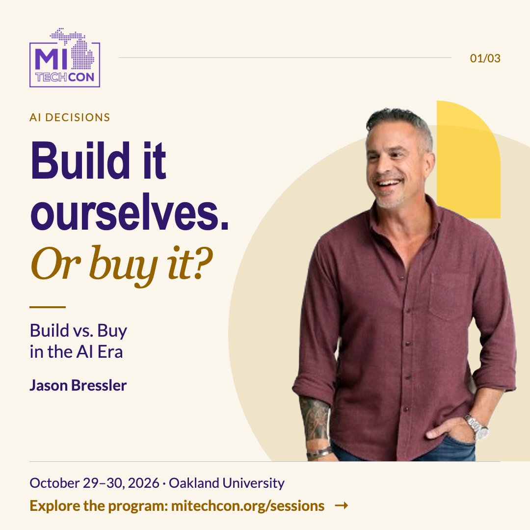 MITechCon's tweet photo. Build or buy AI? What should we modernize first? How do we use plant data?

Find sessions for your team’s next decision at MITechCon, October 29–30 at Oakland University.

Explore the program: https://t.co/sABYAVUFUt #MITechCon https://t.co/uvfqYXYV40