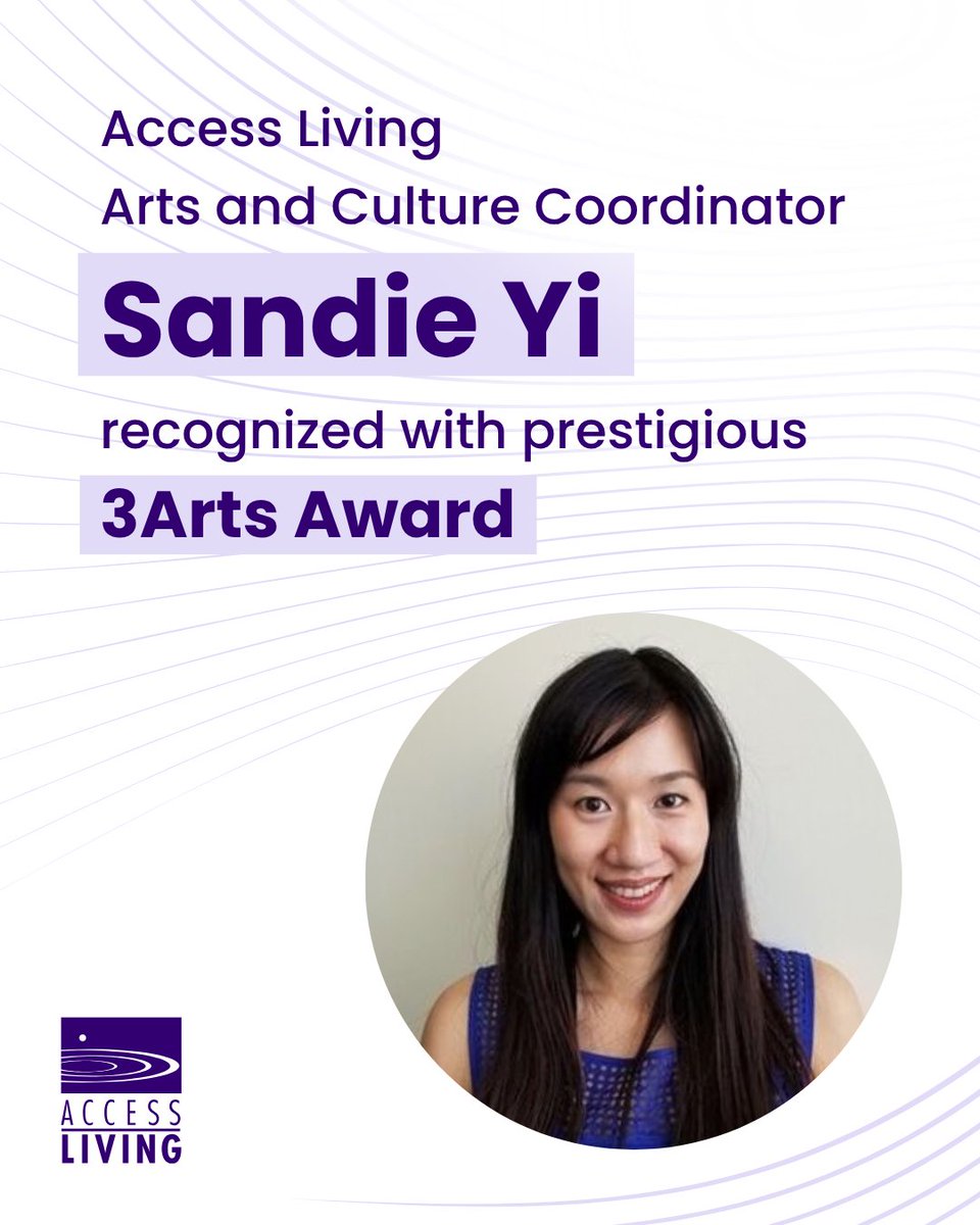 AccessLiving's tweet photo. Congratulations to Access Living Arts and Culture Coordinator Sandie Yi for being recognized as a @3Arts Awards recipient!

Read more about Sandie and her work exploring "disability ways of being, making, and relating": https://t.co/QNOQuhEt0C https://t.co/yEXZ6HBi0M