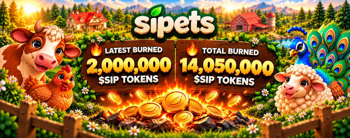 sipets_ai's tweet photo. 🔥 Another 2,000,000 $SIP tokens have been permanently burned, funded entirely by fees generated from pet sales and feeding from: https://t.co/u8SieZ91Ew 

Every interaction strengthens the $SIP ecosystem.

🔥Total burned so far: 14,050,000 $SIP tokens. https://t.co/7v5wH7VssX