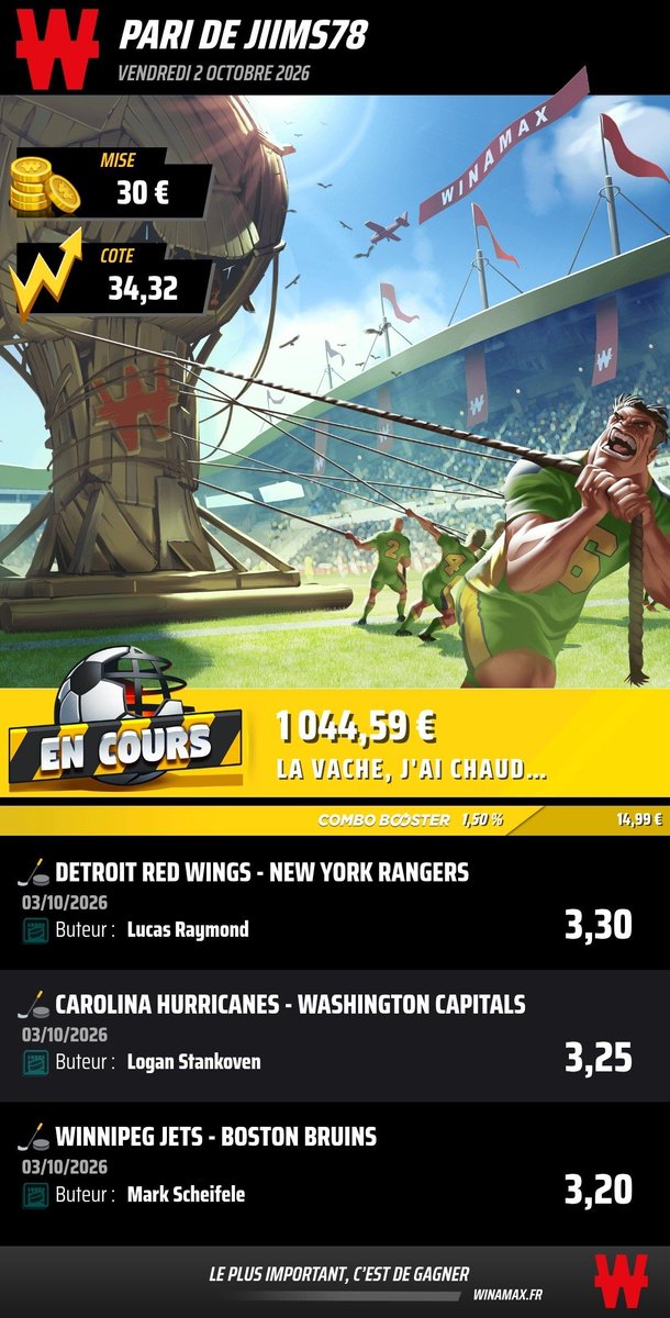 hem_jimmy's tweet photo. Boon 5 matchs cette nuit en #NHL j'ai 4 petits jackpots à tenter 🤔🤑🙏🍀 #GainsÀ4Chiffres #TeamParieur 
https://t.co/q2bsdBPMIv
https://t.co/dZUEOb3CnH
https://t.co/G9JqKWxyis
https://t.co/go34BIDsS6 https://t.co/EA1KMkblBs