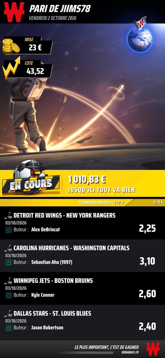 hem_jimmy's tweet photo. Boon 5 matchs cette nuit en #NHL j'ai 4 petits jackpots à tenter 🤔🤑🙏🍀 #GainsÀ4Chiffres #TeamParieur 
https://t.co/q2bsdBPMIv
https://t.co/dZUEOb3CnH
https://t.co/G9JqKWxyis
https://t.co/go34BIDsS6 https://t.co/EA1KMkblBs