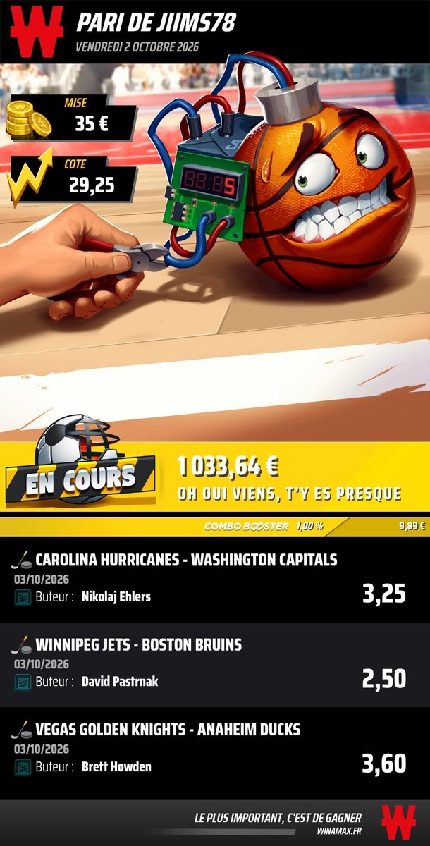 hem_jimmy's tweet photo. Boon 5 matchs cette nuit en #NHL j'ai 4 petits jackpots à tenter 🤔🤑🙏🍀 #GainsÀ4Chiffres #TeamParieur 
https://t.co/q2bsdBPMIv
https://t.co/dZUEOb3CnH
https://t.co/G9JqKWxyis
https://t.co/go34BIDsS6 https://t.co/EA1KMkblBs